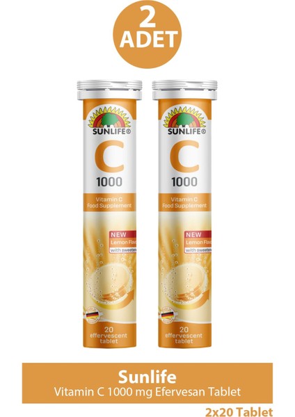 Vitamin C 1000 Mg 20 Efervesan Tablet 2 Adet