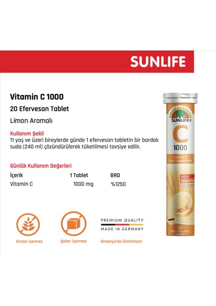 Vitamin C 1000 Mg 20 Efervesan Tablet 2 Adet fiyatları