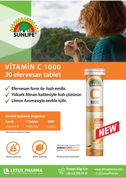 Vitamin C 1000 Mg 20 Efervesan Tablet 2 Adet fırsatları