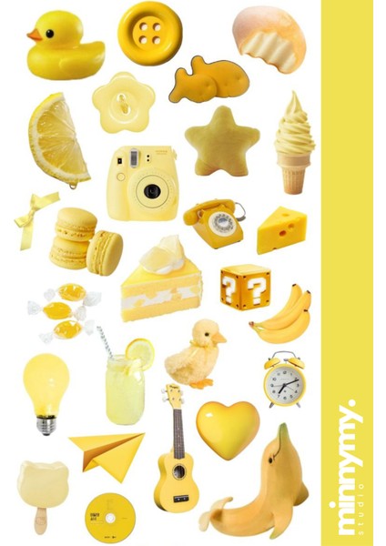 Yellow Collection Sticker, Çıkartma, Ajanda, Günlük, Planlayıcı, Bullet Journal ,scrapbook
