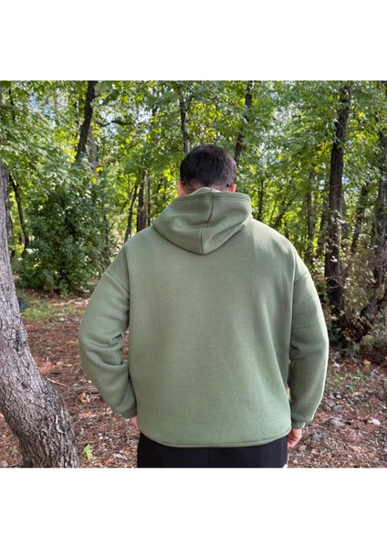 Erkek 3 Iplik Basic Oversize Kanguru Cepli Kapüşonlu Sweatshirt fırsatları