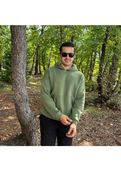 Erkek 3 Iplik Basic Oversize Kanguru Cepli Kapüşonlu Sweatshirt indirimleri