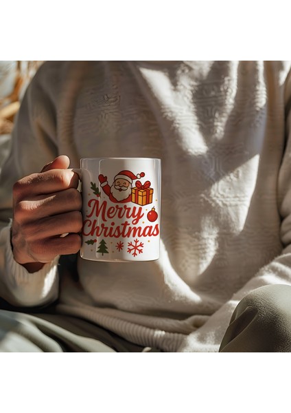 Yılbaşı Temalı Merry Christmas Baskılı Seramik Kupa Bardak 330 ml modelleri