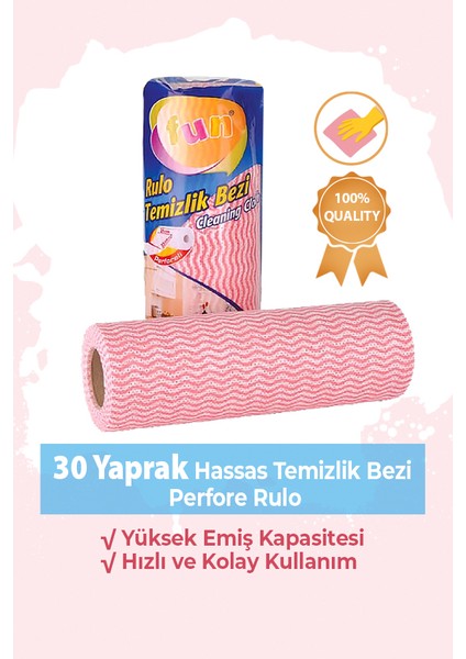 Hassas Temizlik Bezi Perfore 30 Yapraklı Rulo - Kırmızı Renk - 1 Paket