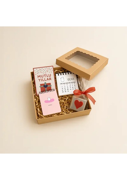 Yılbaşı, Doğum Günü, Tebrik ve Özel Günler Için Kraft Konsept Hediye Kutusu