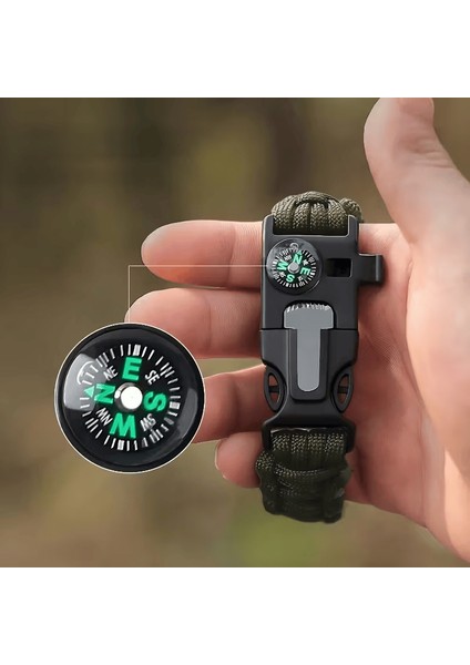 Alpera Camp - 5'i 1 Arada Çok Fonksiyonlu Outdoor Hayatta Kalma Bilekliği - Haki Yeşil Renk modelleri