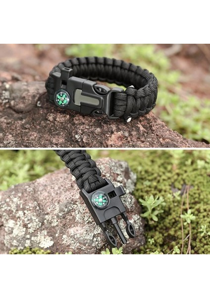 Alpera Camp - 5'i 1 Arada Çok Fonksiyonlu Outdoor Hayatta Kalma Bilekliği - Haki Yeşil Renk fırsatları