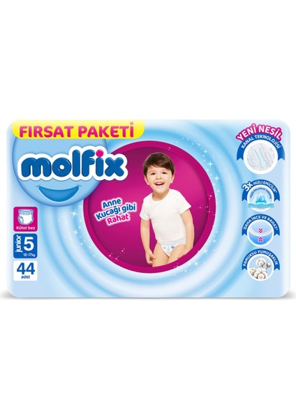 bulurum molfix külot bez fırsat paketi 5 beden 1217 kg 44 adet