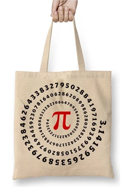 Pi Sayısı Matematik Bez Çanta Uzun Saplı Alışveriş Çantası Plaj Çantası