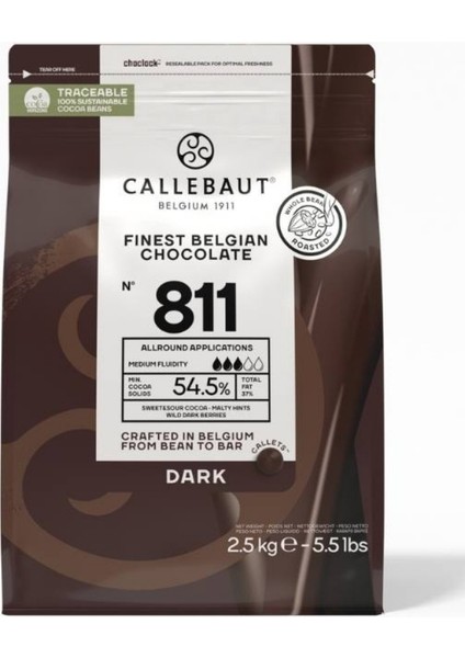 811 Bitter Kuvertür Drop Çikolata 2.5 Kg