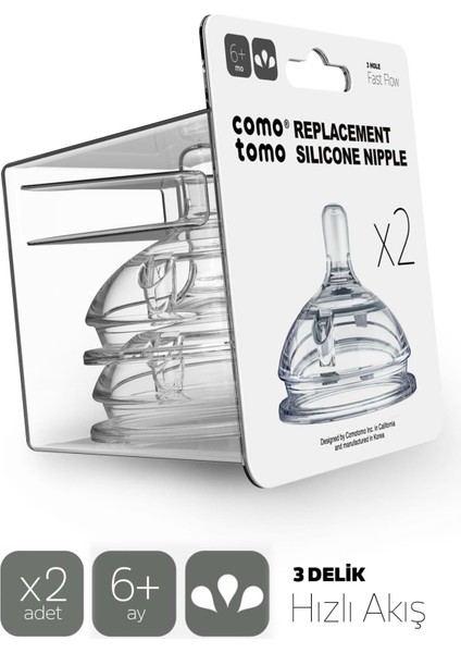 Silikon 2li Biberon Emziği Hızlı Akış 6+ Ay