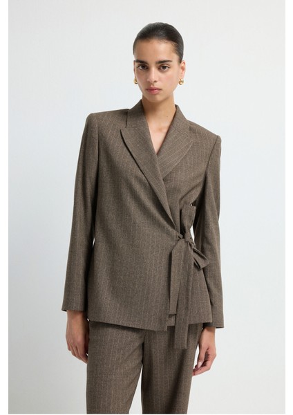 Yandan Bağlamalı Ceket Kahve 11945733001 fırsatları