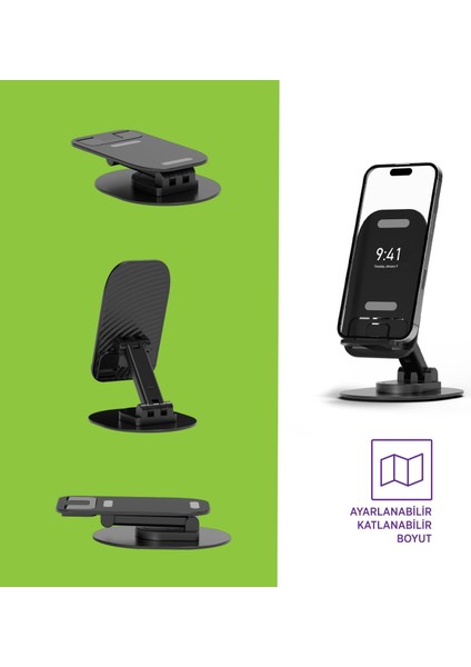 PBS140 Telefon Tablet Standı 60° Ayarlanabilir 1000G Taşıma Kapasiteli Siyah modelleri