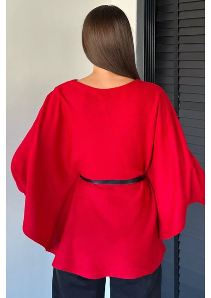 Kadın Kemerli Triko Panço P-00018998 fırsatları