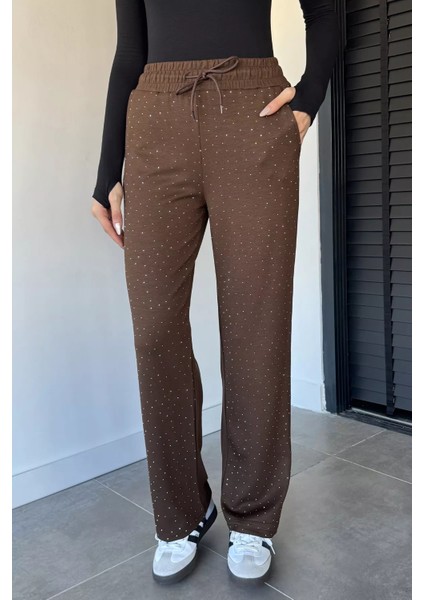 Kadın Yüksek Bel Taş Işlemeli Çift Cepli Bel Lastikli Pantolon P-00018985 fiyatları