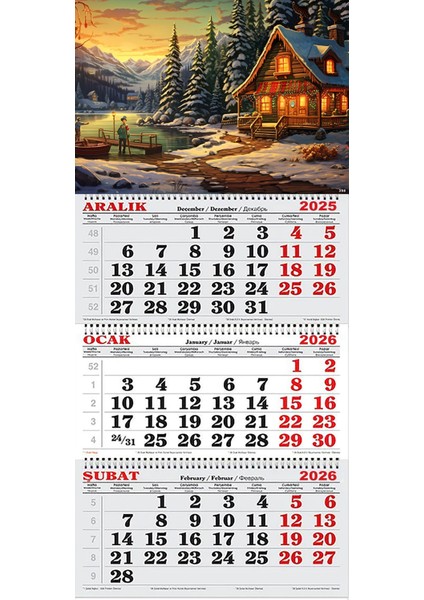 2026 Yılı Gemici Takvimi- Yeni Yılı Bekleyen Ormandaki Kulübe