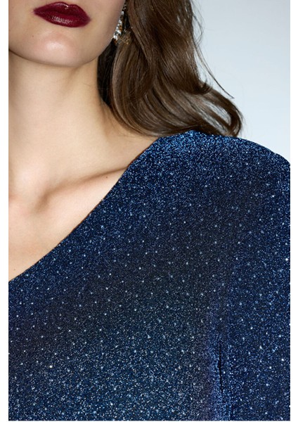 Asimetrik Örme Elbise Lacivert 12444590002 modelleri