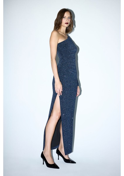 Asimetrik Örme Elbise Lacivert 12444590002 fırsatları