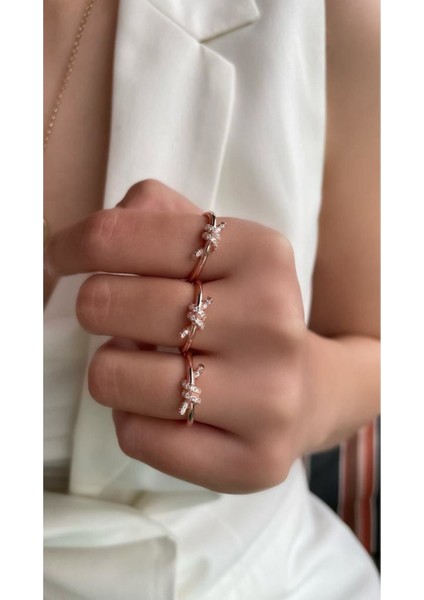 Özel Tasarım Rose Renk Taşlı Tiffany Model Düğüm Yüzük Yüksek Kalite Üretim 925 Ayar Gümüş fiyatları