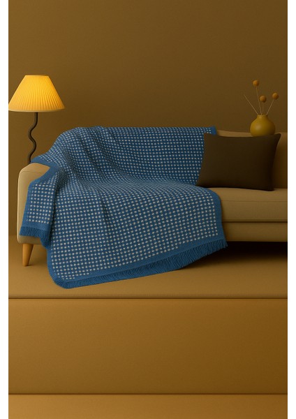 Pamuklu Dokulu Ekru Koltuk Şalı 170X220 cm – Saçaklı Tv Battaniyesi & Dekoratif Koltuk Örtüsü