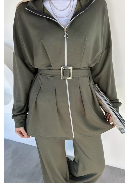 Ön Fermuarlı Pileli Tunik Bel Lastikli Pantolon Tesettür Ikili Takım P-00018989 indirimleri