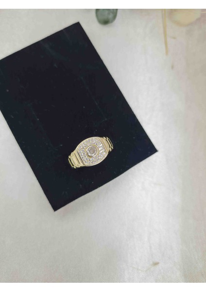 Kadın Gold Oval Taşlı Işıltılı Çelik Yüzük – Zarif Modern Günlük Takı fırsatları