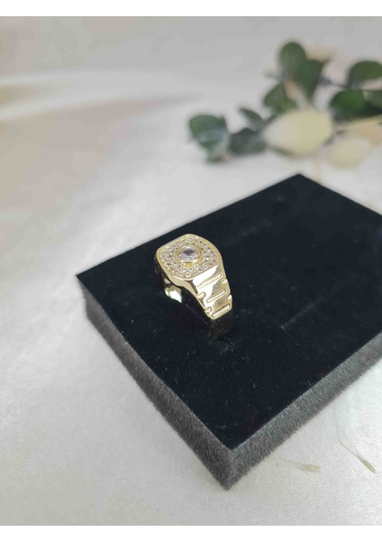 Kadın Gold Oval Taşlı Işıltılı Çelik Yüzük – Zarif Modern Günlük Takı indirimleri