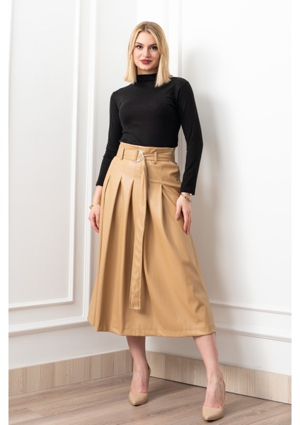 Double Zip Kuşaklı Deri Etek 6821 fırsatları