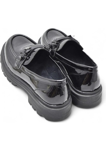 812-L Rahat Taban Günlük Siyah Kadın Laofer Ayakkabı Casual Kadın Ayakkabı Rugan
