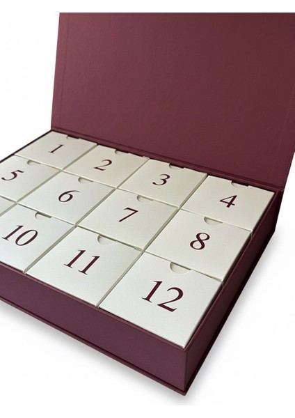 12 Li Mıknatıslı Boş Advent Calendar Kutusu - Bordo / 12'li Hediye Kutusu fiyatları