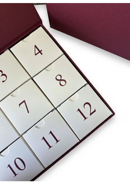 12 Li Mıknatıslı Boş Advent Calendar Kutusu - Bordo / 12'li Hediye Kutusu fırsatları