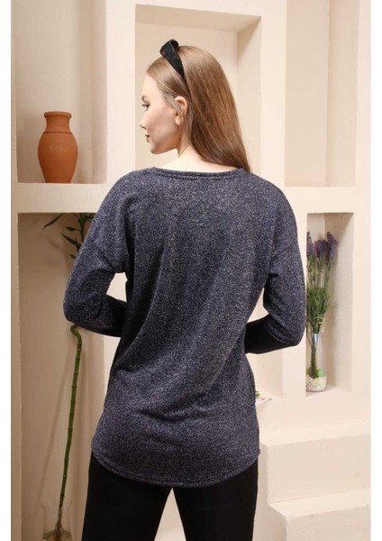 Simli V Yaka Pamuklu Şık Bulüz Bulüz - S fiyatları