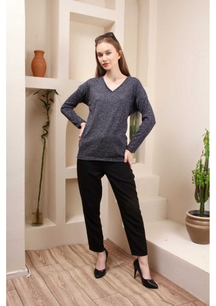 Simli V Yaka Pamuklu Şık Bulüz Bulüz - S modelleri