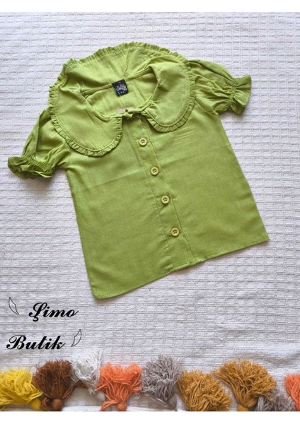 Kız Çocuk Gömlek Fıstık Yeşili Yakası Fırfırlı indirimleri