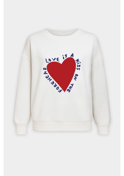 Kadın Premium Kumaş Şardonlu Baskılı Oversize Sweatshirt