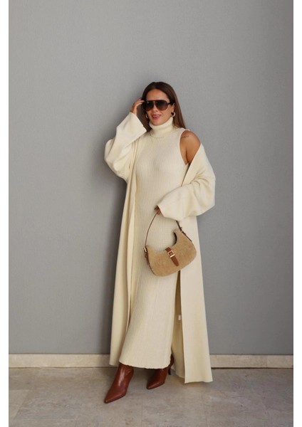 Ekru Triko Elbise Ceket Takım fiyatları