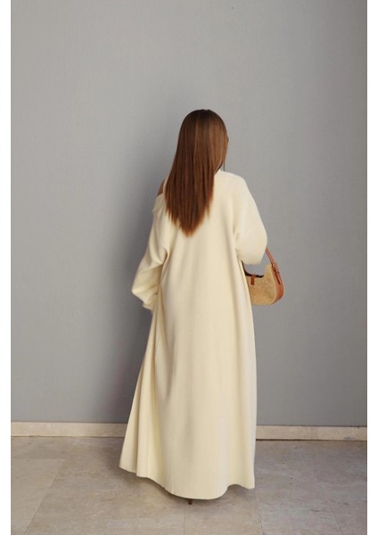 Ekru Triko Elbise Ceket Takım modelleri