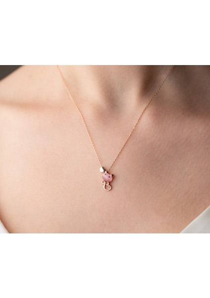 925 Ayar Papatya Ay Taşı<osimhen Maske<kedili Kolye<rose,gold,rodaj> indirimleri