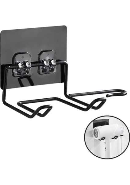 Buffer® Fön Makine Askısı Siyah Yapışkanlı Fön Makine Tutucu