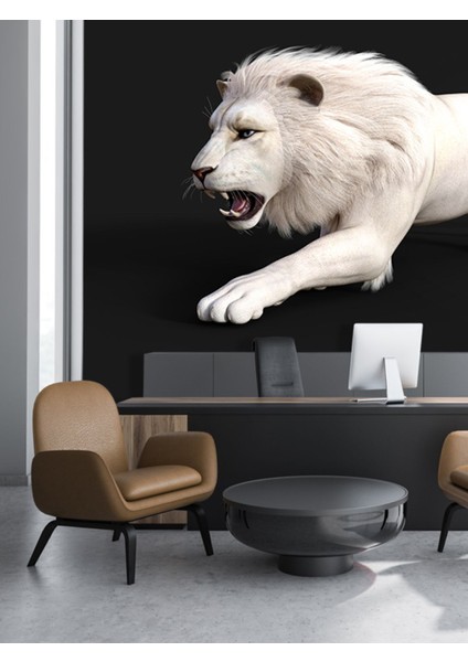 3D Beyaz Kaplan Desenli Isı ve Ses Yalıtımlı Sağlıklı Tekstil Duvar Kağıdı