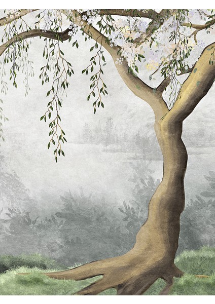 Manzara Çınar Ağacı Desenli Duvar Kağıdı -Isı ve Ses Yalıtımı modelleri