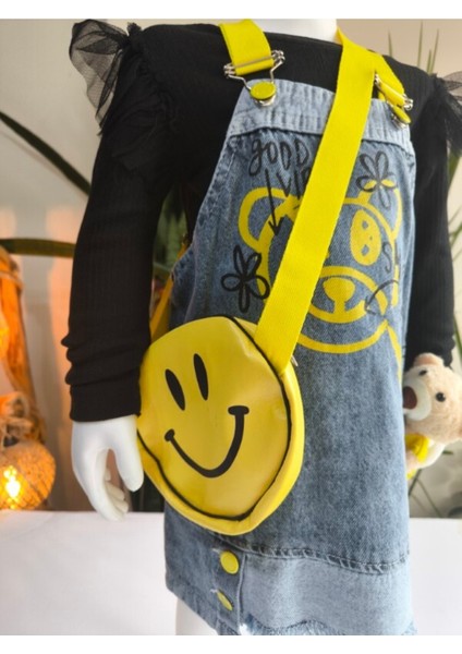 Kız Çocuk Kotlu Salopet Çantalı Oyuncaklı Takım Özel Tasarım (Oyuncaklı Kot Elbise+Bluz+Çanta) modelleri