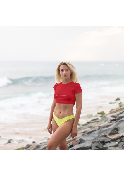 Don't Be Sorry Crop Tişört - Kırmızı fiyatları