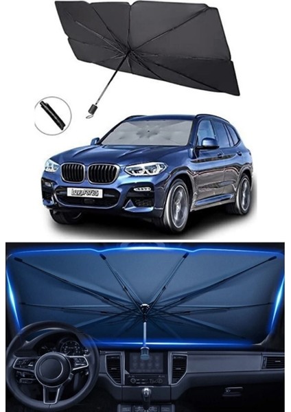 Araç Oto Güneşlik Katlanabilir Şemsiye Ön Cam Güneşlik Güneş Gölge Koruyucu Tüm Modellere Uyumlu Cn