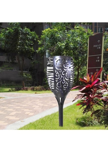 Güneş Enerjili Alev Efektli Solar Bahçe Lambası Sensörlü Aydınlatma (51CM)