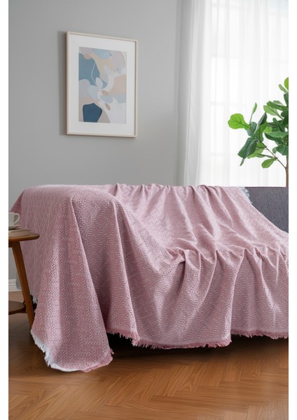 Pamuklu Dokulu Koltuk Şalı 170X220 cm – Saçaklı Tv Battaniyesi & Dekoratif Koltuk Örtüsü