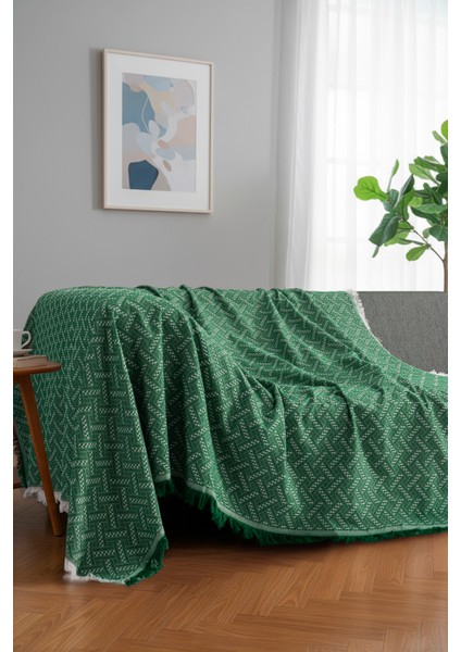 Pamuklu Dokulu Koltuk Şalı 170X220 cm – Saçaklı Tv Battaniyesi & Dekoratif Koltuk Örtüsü