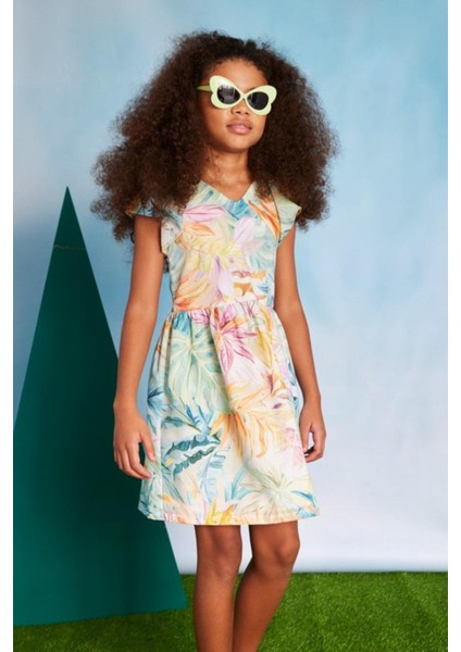 Kız Çocuk 10-16 Yaş Çiçek Desenli Elbise 6991 Pembe modelleri