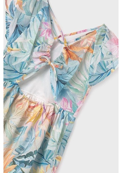 Kız Çocuk 10-16 Yaş Çiçek Desenli Elbise 6991 Pembe