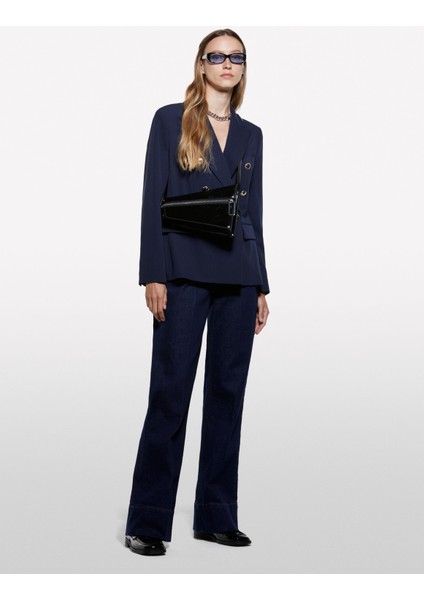 Viskoz Karışımlı Düğme Detaylı Blazer Ceket Kadın Lacivert Ceket - 325A2KVXLW037 modelleri